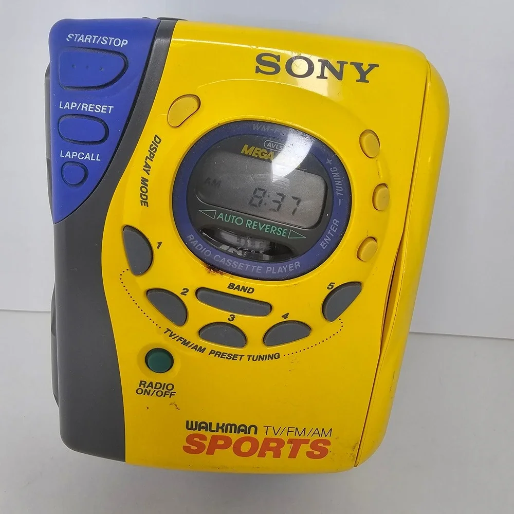 Sony Walkman WM-FS495 Sports TV FM AM Radio Cassette Player Yellow Mega Bass